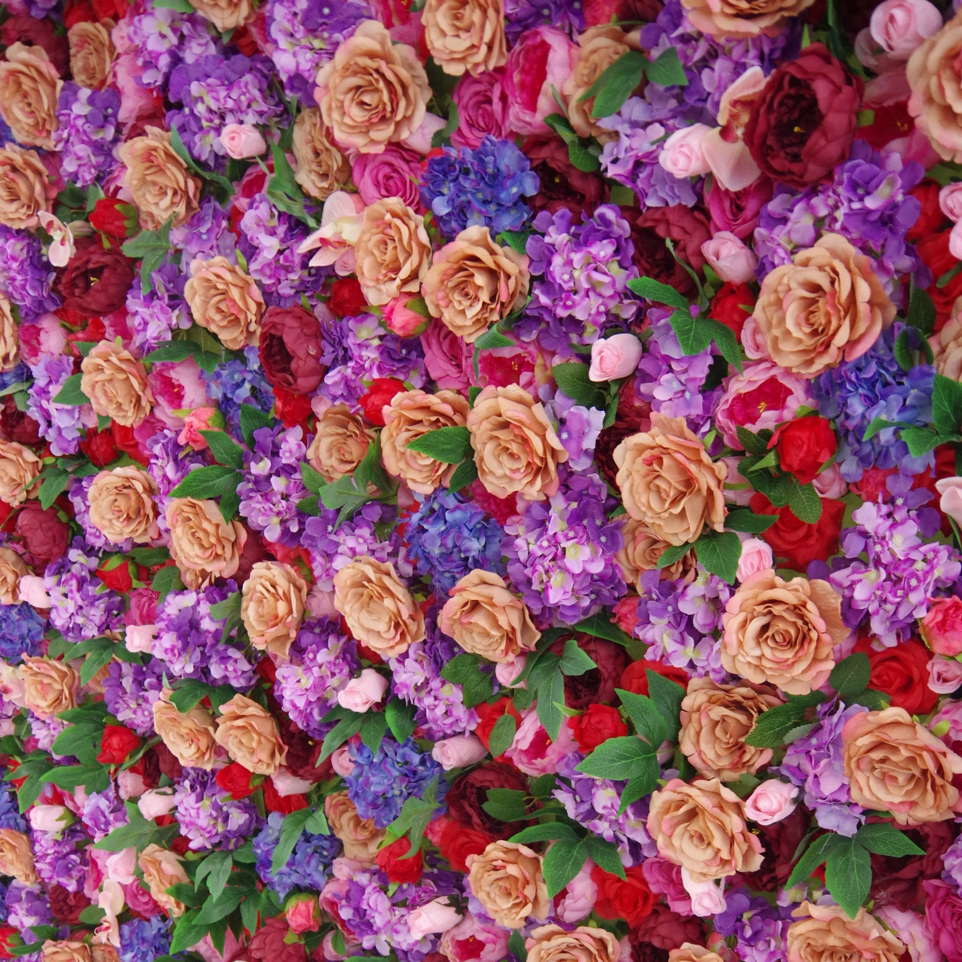 ValarFlowers artificial rose wall backdrop in pale purple and brownish pink for wedding ceremony, party, event photography decor