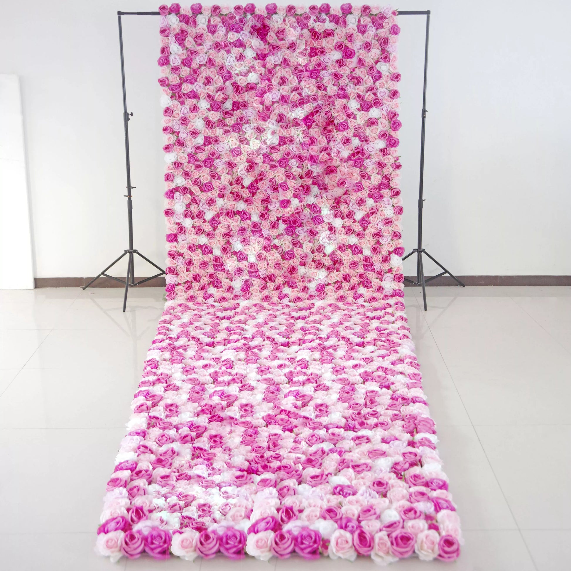 ValarFlowers pink pearl rose artificial flower wall backdrop for wedding, event decor, party photography, luxury silk floral panel