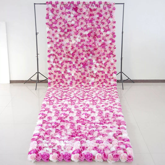ValarFlowers pink pearl rose artificial flower wall backdrop for wedding, event decor, party photography, luxury silk floral panel