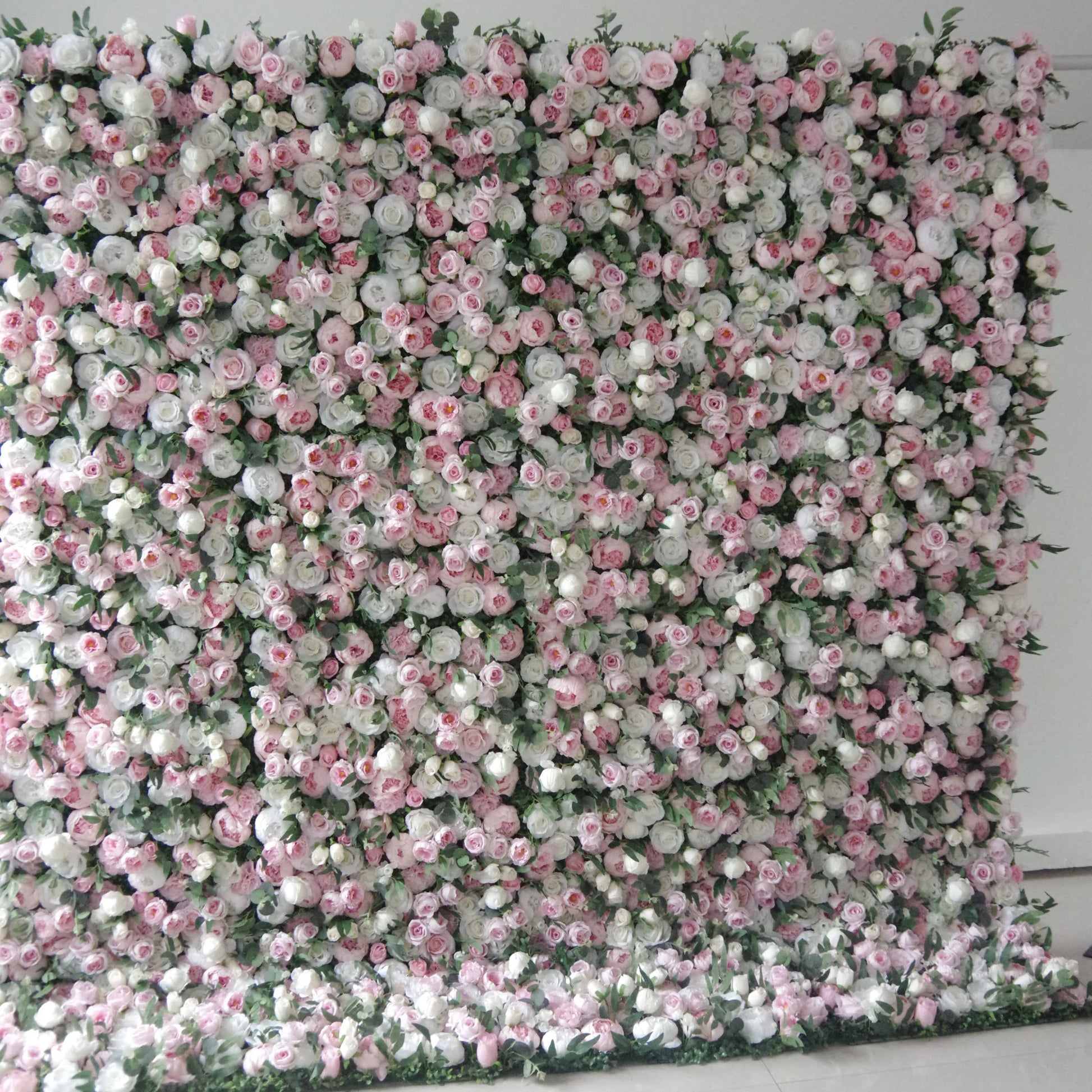 ValarFlowers Pink White Rose Peony Hydrangea Silk Floral Wall Panel for Wedding Backdrop Bridal Shower Photo Booth Event Decor