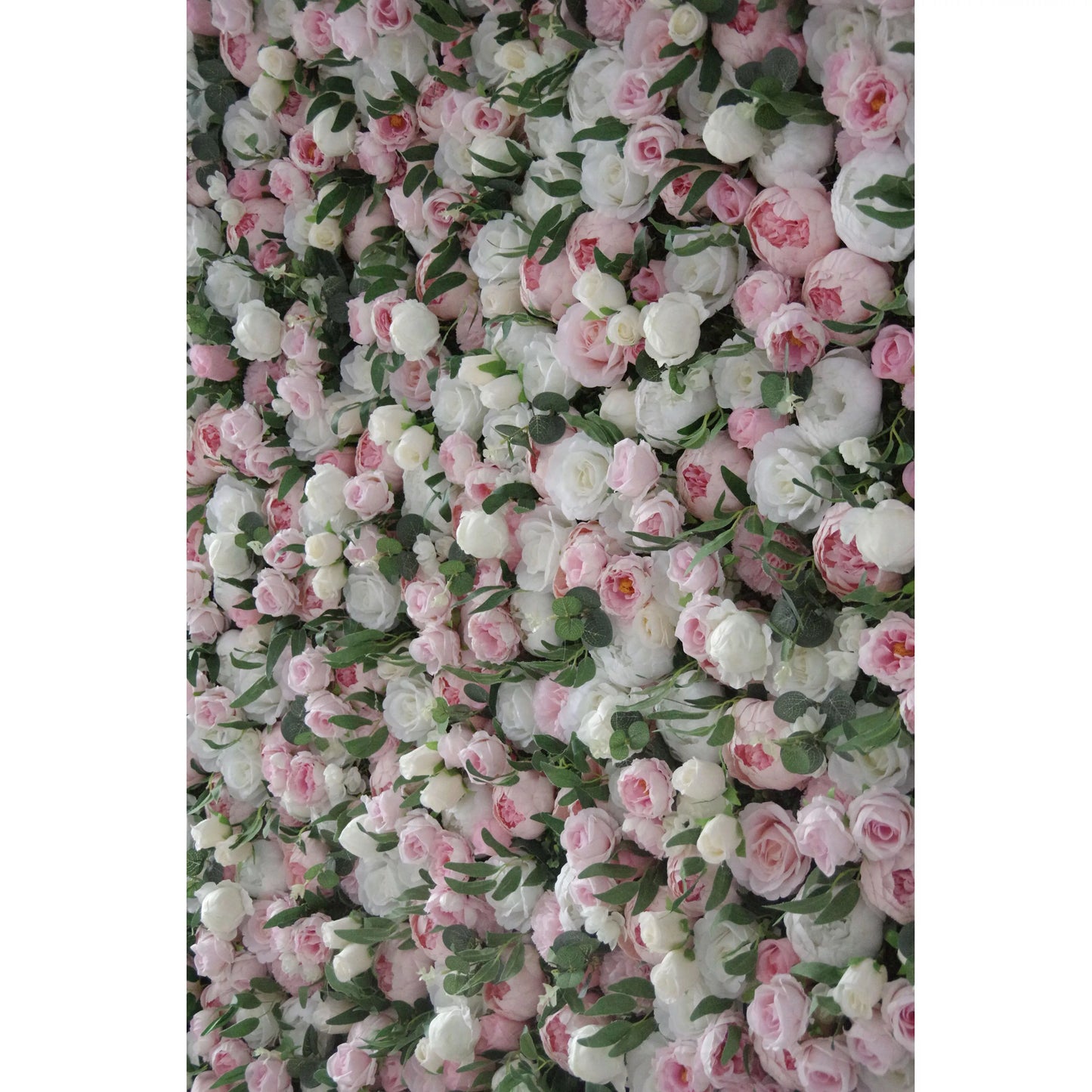 ValarFlowers artificial flower wall backdrop with pink white roses peonies hydrangeas for wedding party photo booth event decor