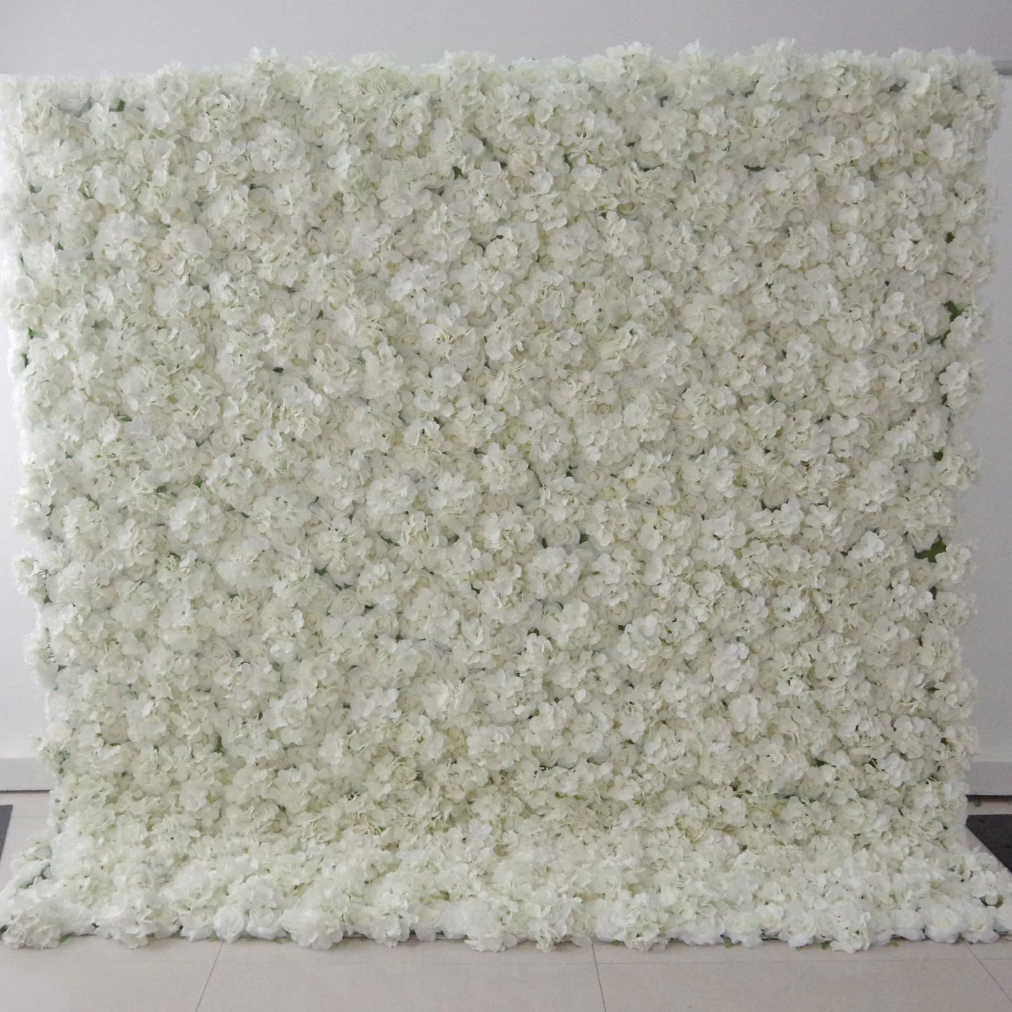 ValarFlowers artificial flower wall backdrop with lemon green and white roses, peonies, hydrangeas for wedding event decor