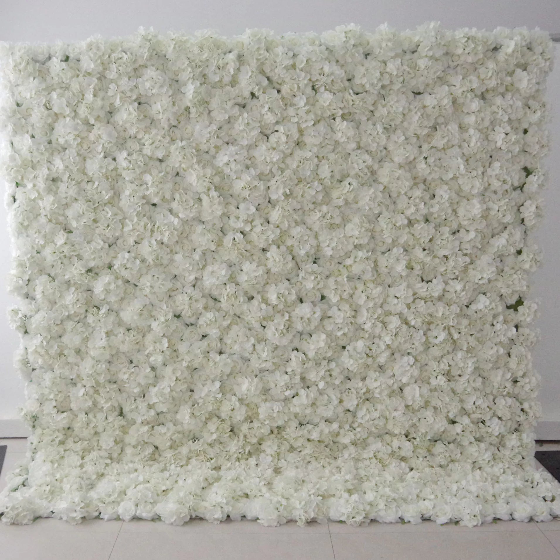 ValarFlowers artificial flower wall backdrop with lemon green and white roses, peonies, hydrangeas for wedding event decor