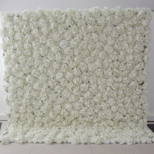 ValarFlowers artificial flower wall backdrop with lemon green and white roses, peonies, hydrangeas for wedding event decor