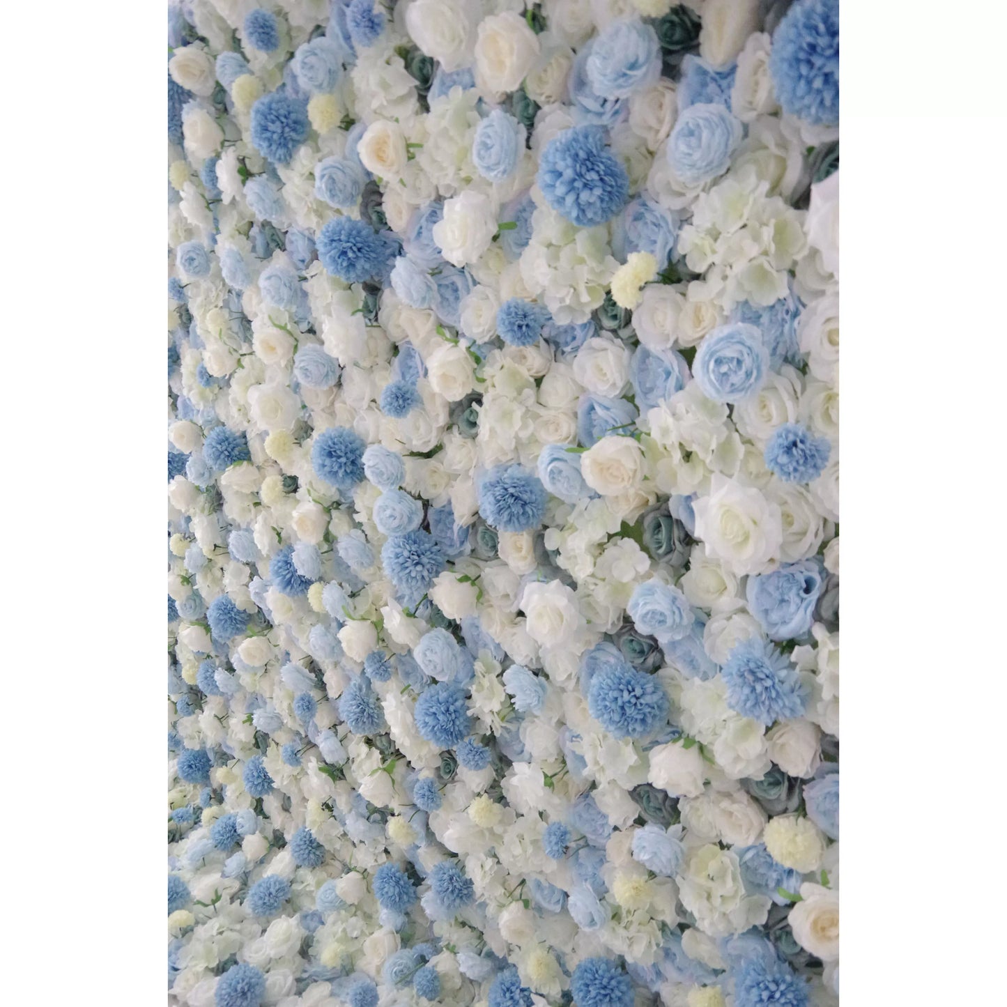 ValarFlowers baby blue white artificial flower wall backdrop with roses peonies hydrangeas for wedding event party photo booth decor