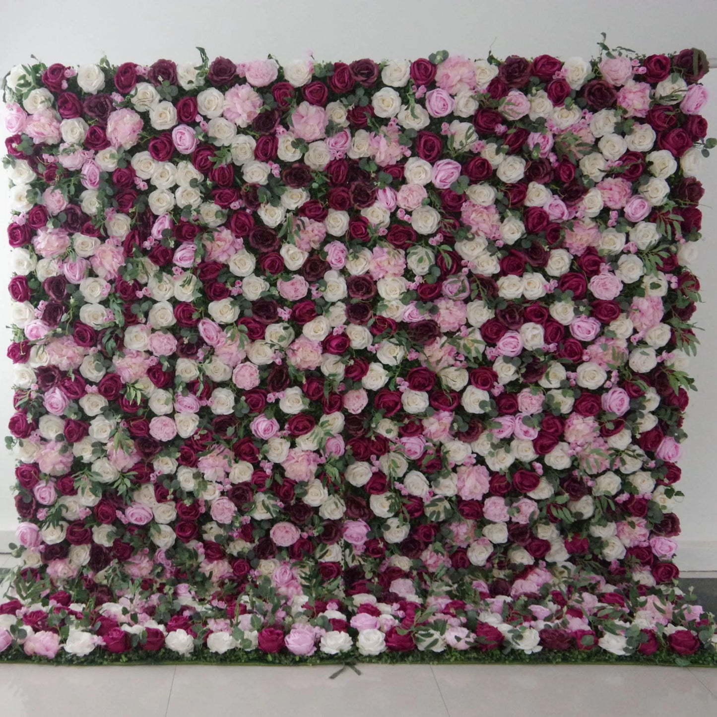 ValarFlowers artificial flower wall backdrop with pink purple white roses peonies hydrangeas for wedding party photo booth