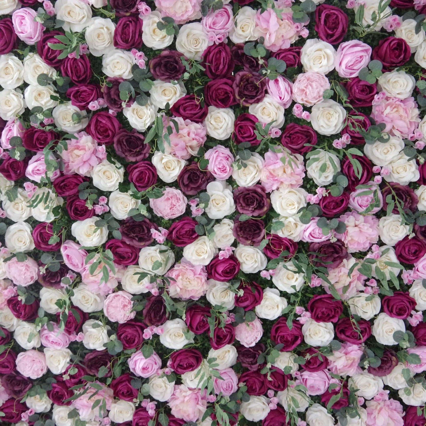 ValarFlowers pink purple white artificial flower wall backdrop with roses peonies hydrangeas for wedding party photo booth decor