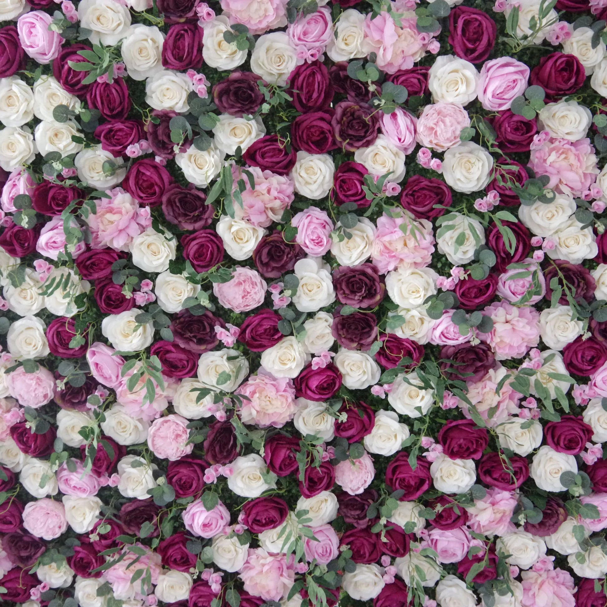 ValarFlowers pink purple white artificial flower wall backdrop with roses peonies hydrangeas for wedding party photo booth decor