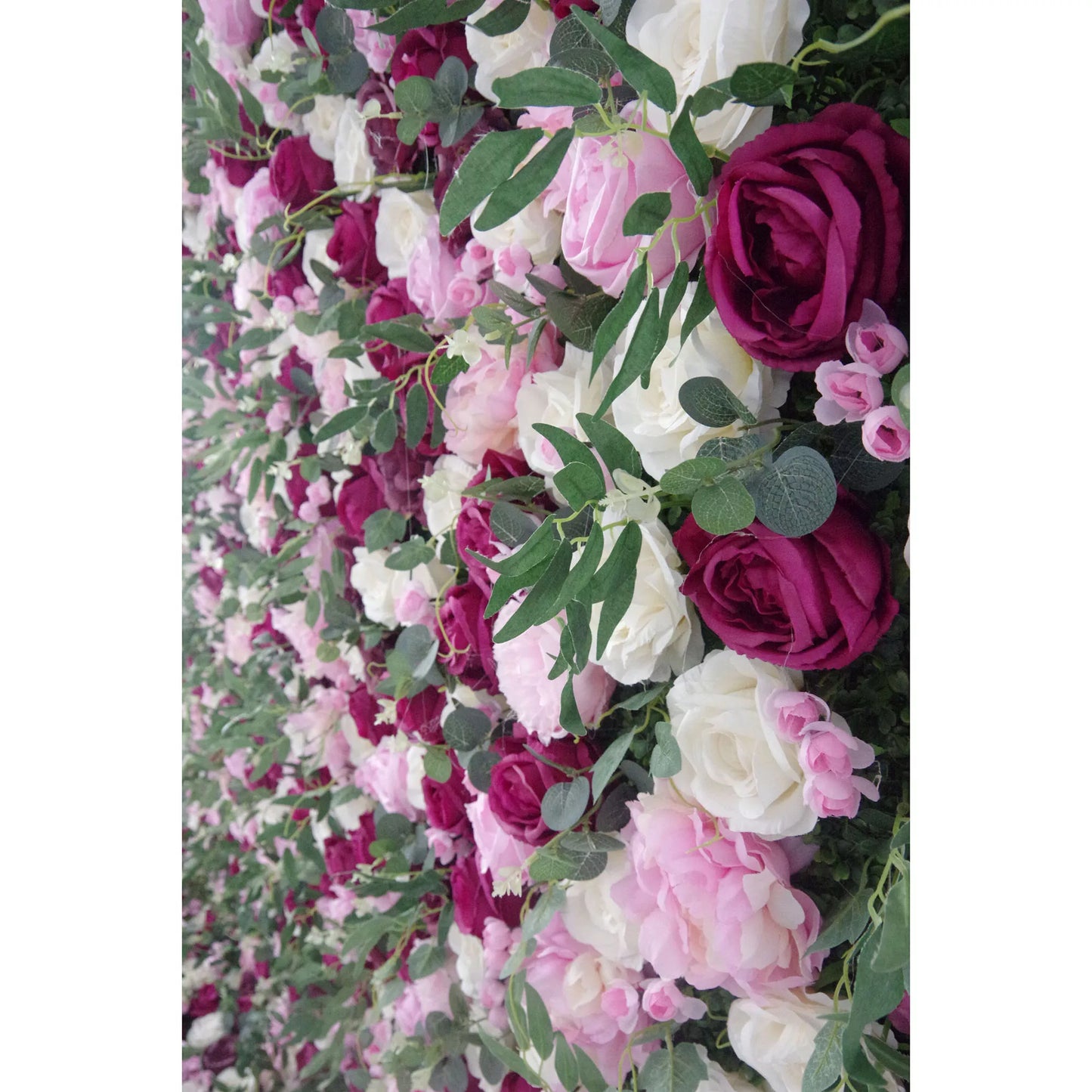 ValarFlowers pink purple white artificial flower wall backdrop with roses peonies hydrangeas for wedding party photography