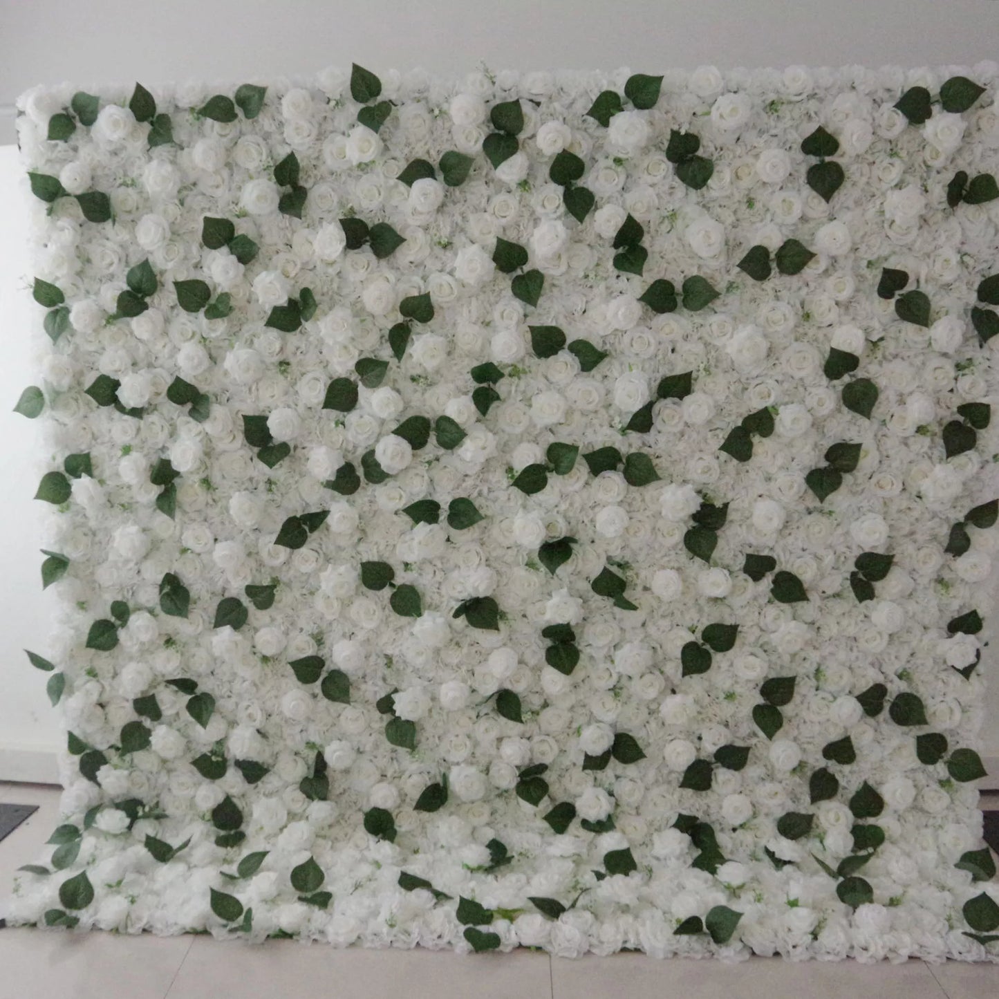 ValarFlowers white green artificial flower wall backdrop for wedding ceremony arch party photo booth decor, luxury faux floral panel
