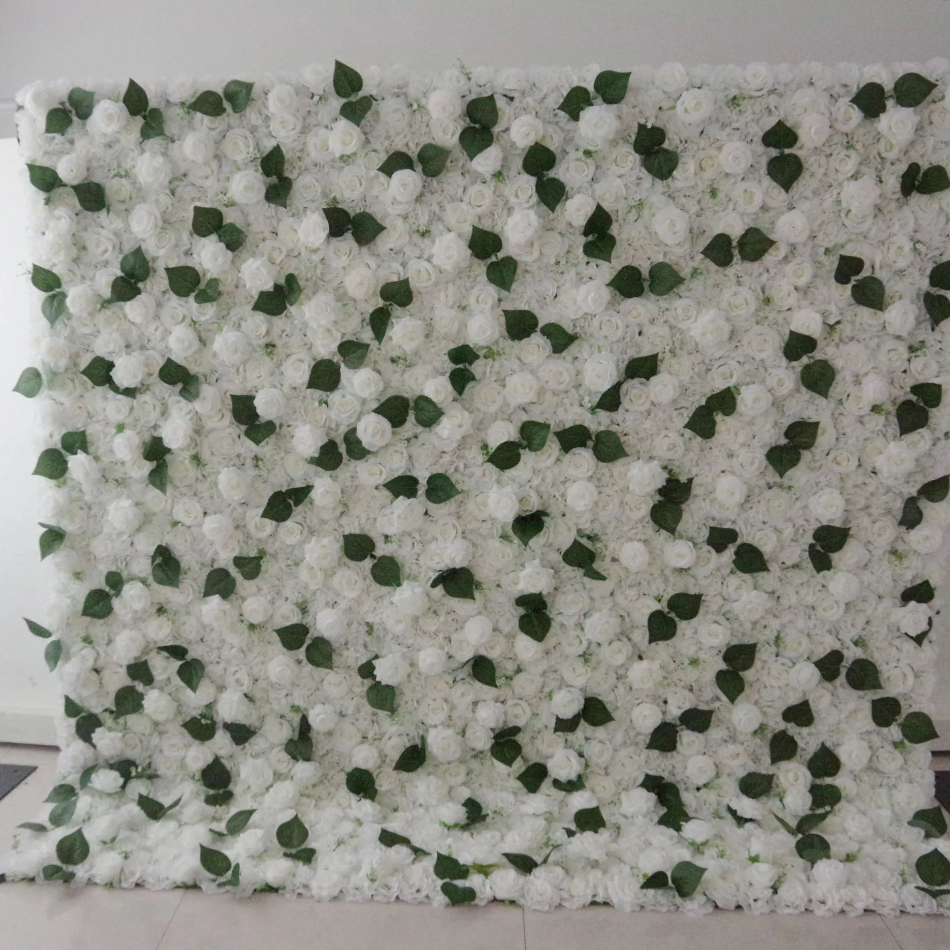 ValarFlowers white green artificial flower wall backdrop for wedding ceremony arch party photo booth decor, luxury faux floral panel