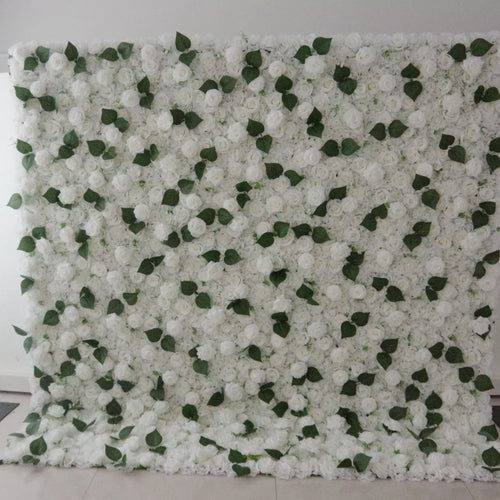 ValarFlowers white green artificial flower wall backdrop for wedding ceremony arch party photo booth decor, luxury faux floral panel
