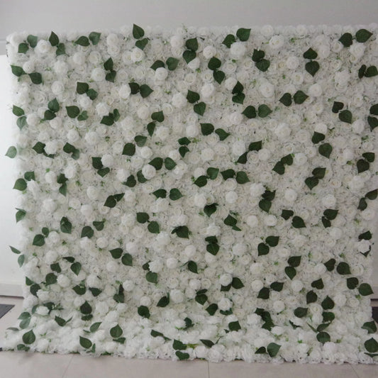 ValarFlowers white green artificial flower wall backdrop for wedding ceremony arch party photo booth decor, luxury faux floral panel