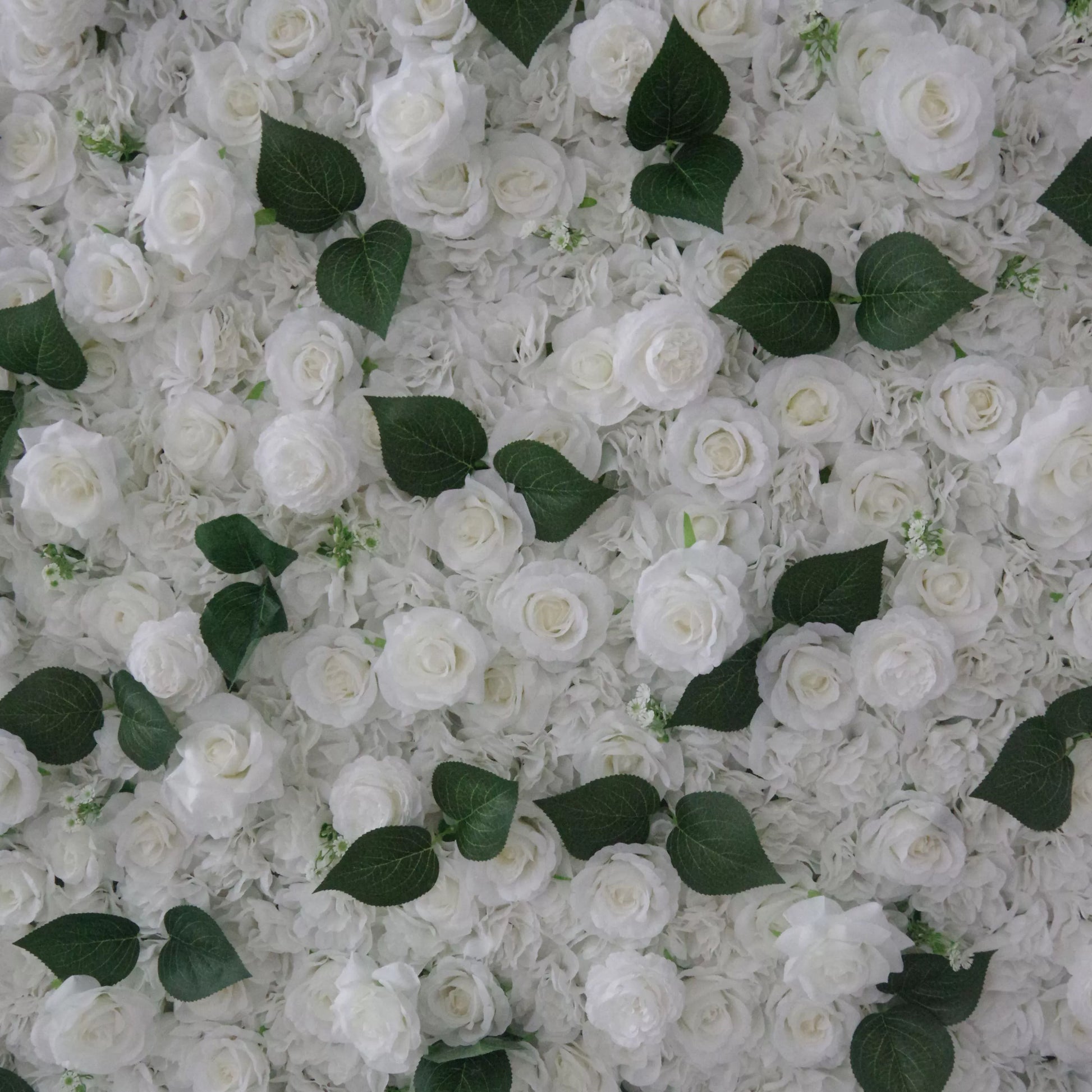 ValarFlowers white green artificial flower wall - luxury faux roses peonies hydrangeas backdrop for wedding party photo booth decor