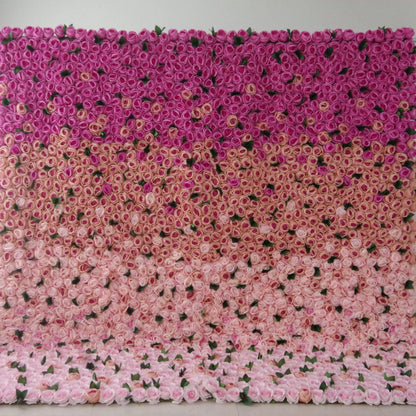 Valar Flowers Roll Up Fabric Artificial Ramp Purple to Pink Wall Wedding Backdrop, Floral Party Decor, Event Photography-VF-087