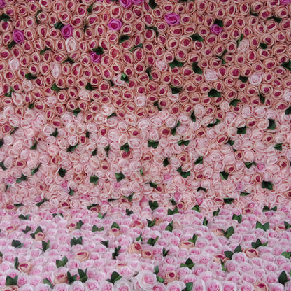 Valar Flowers Roll Up Fabric Artificial Ramp Purple to Pink Wall Wedding Backdrop, Floral Party Decor, Event Photography-VF-087