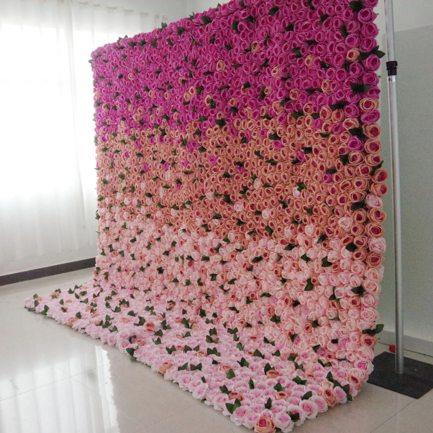 ValarFlowers purple to pink artificial flower wall backdrop with roses peonies hydrangeas for wedding party photo booth decor