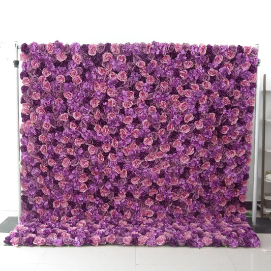 ValarFlowers purple artificial flower wall backdrop with roses peonies hydrangeas for wedding party photo booth decor