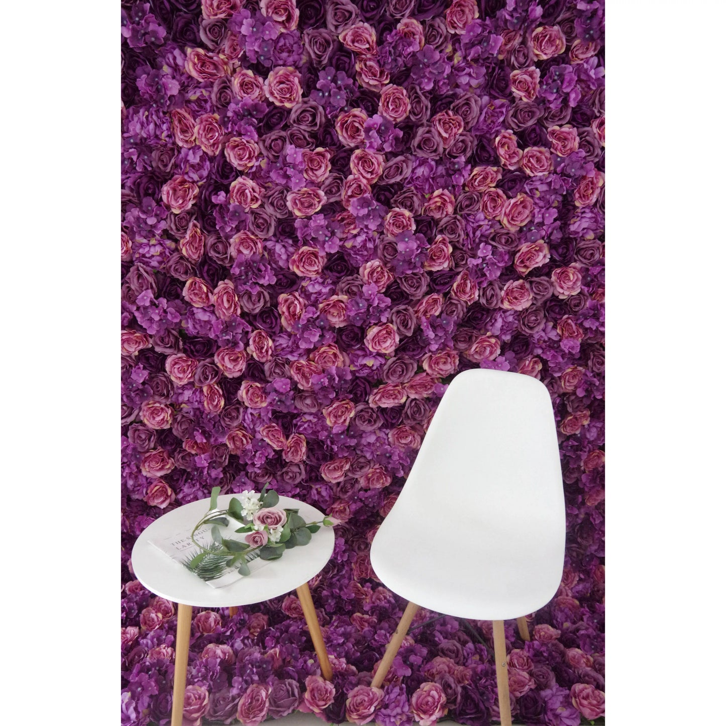 ValarFlowers purple artificial flower wall backdrop with mixed roses peonies hydrangeas for wedding event photography decor