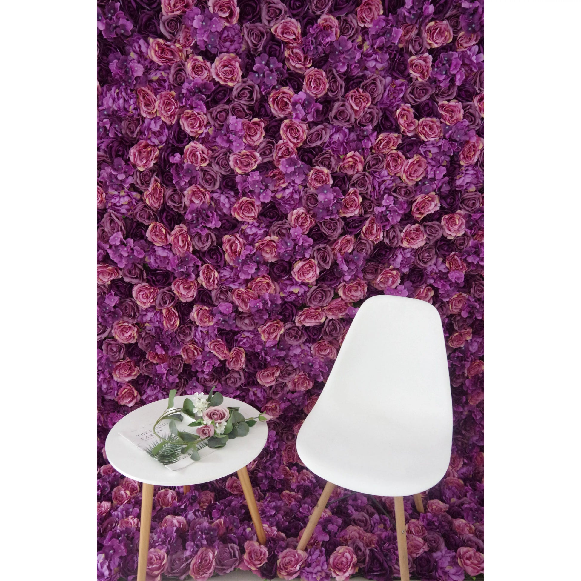 ValarFlowers purple artificial flower wall backdrop with mixed roses peonies hydrangeas for wedding event photography decor