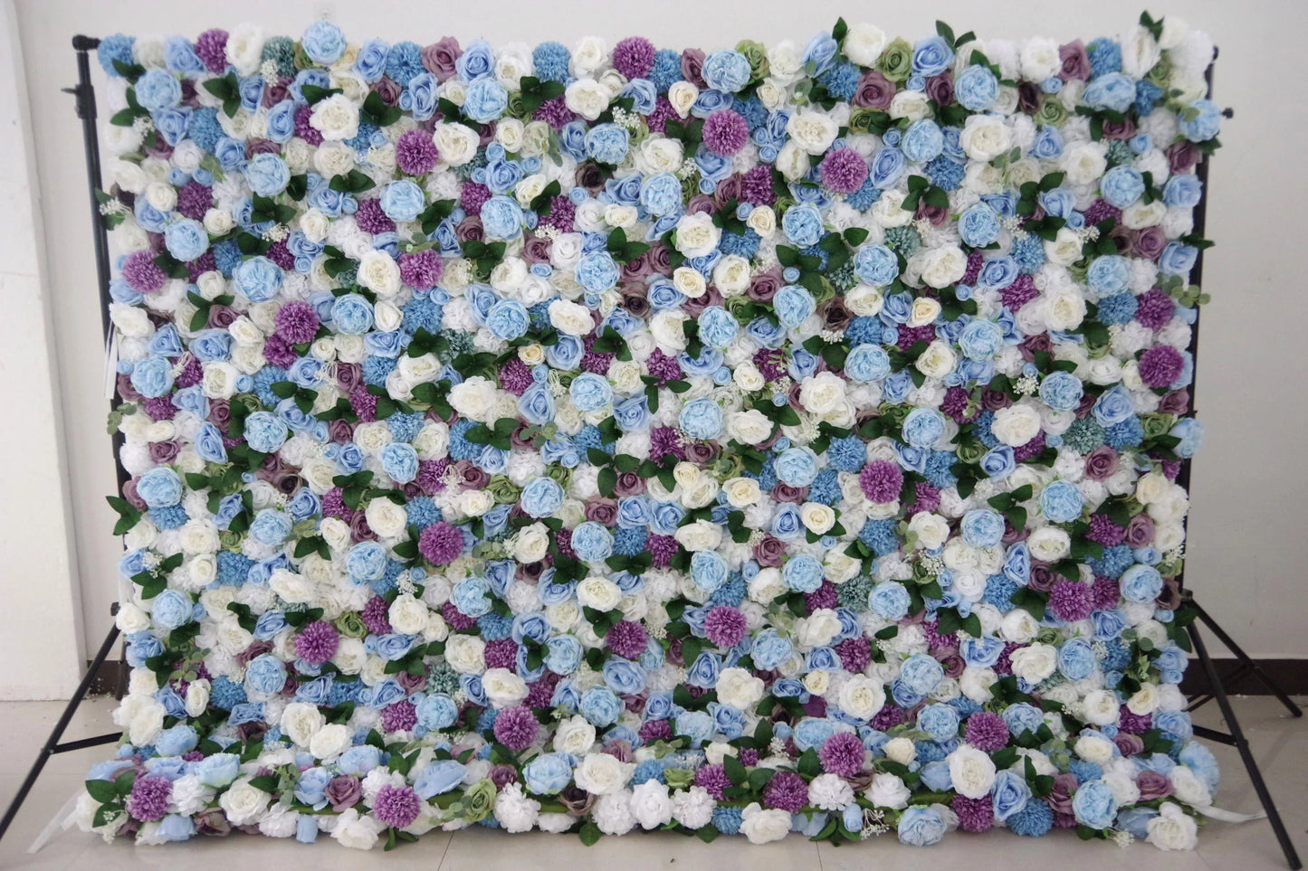 ValarFlowers artificial flower wall backdrop with purple white blue roses peonies hydrangeas for wedding party photo booth event decor