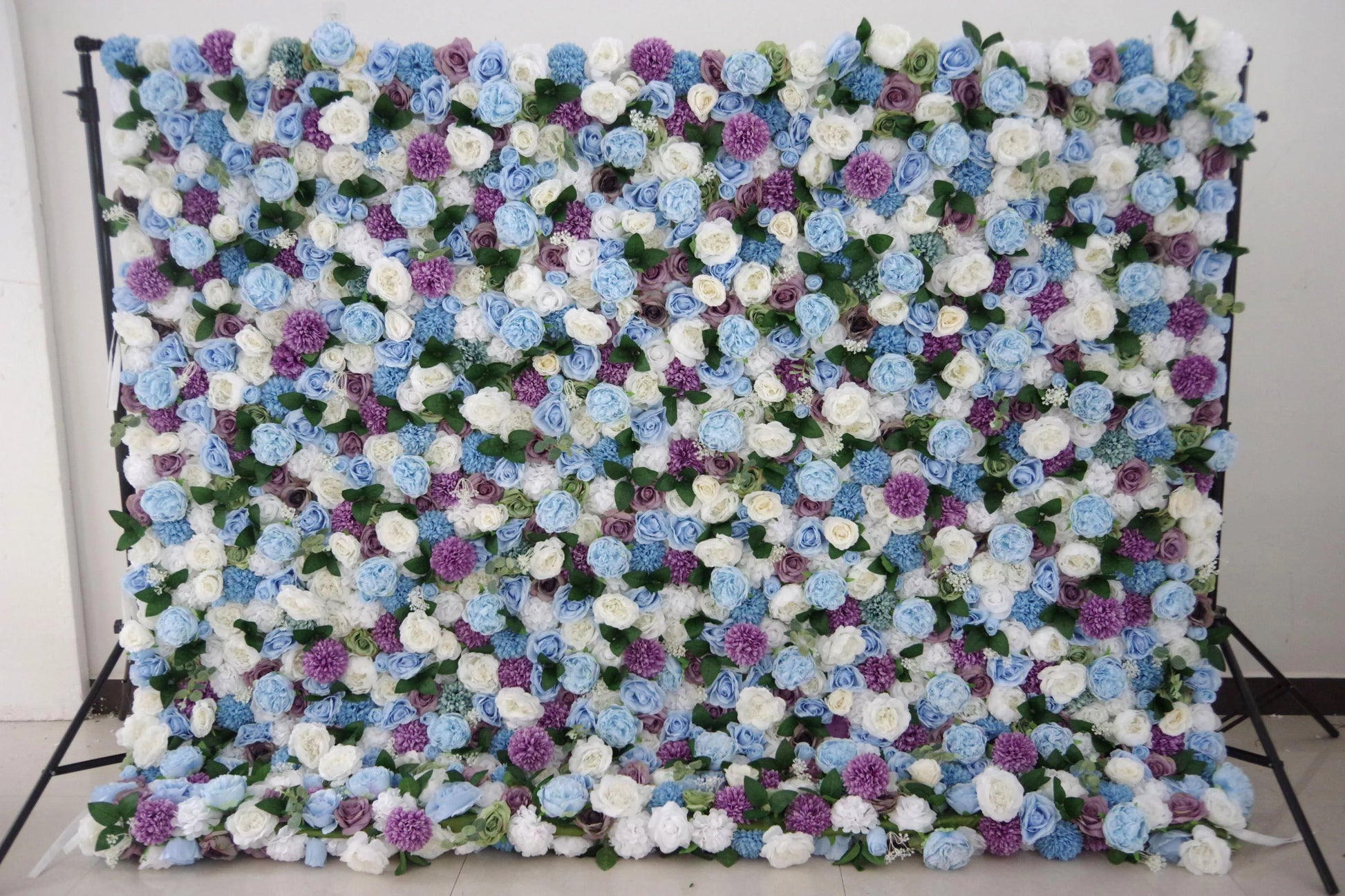 ValarFlowers artificial flower wall backdrop with purple white blue roses peonies hydrangeas for wedding party photo booth event decor