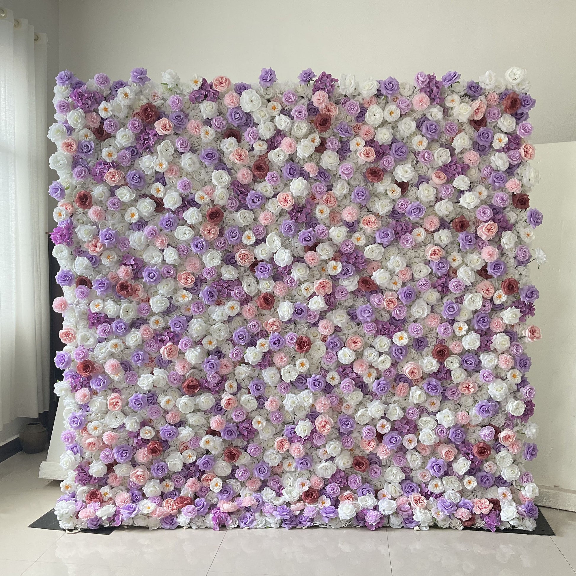 ValarFlowers artificial flower wall backdrop with lush pink roses, peonies and hydrangeas for wedding, party and photo booth decor