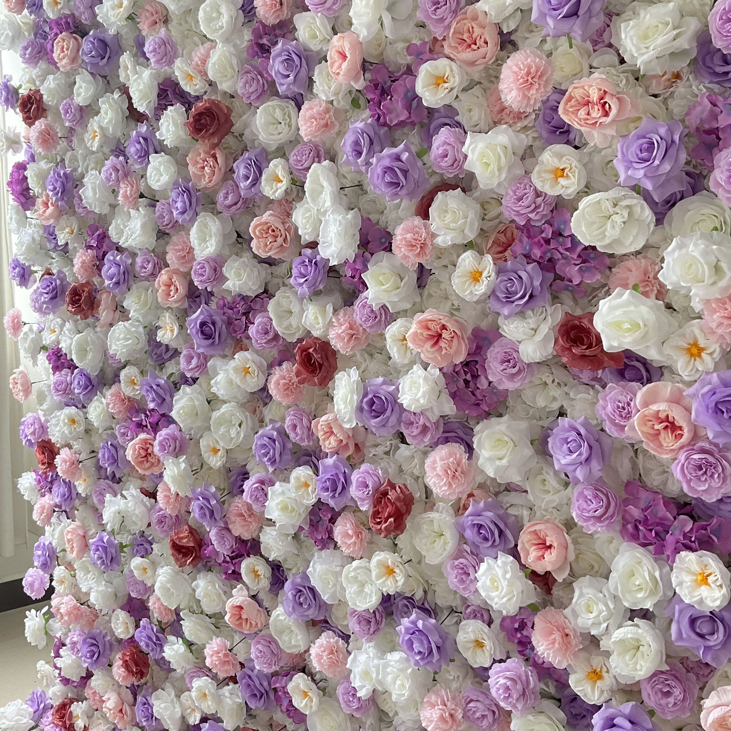 ValarFlowers luxury artificial floral wall backdrop with lush pink roses peonies hydrangeas for wedding ceremony photo booth party decor
