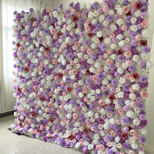 ValarFlowers artificial flower wall backdrop with lush roses peonies hydrangeas and greenery for wedding party photo booth decor