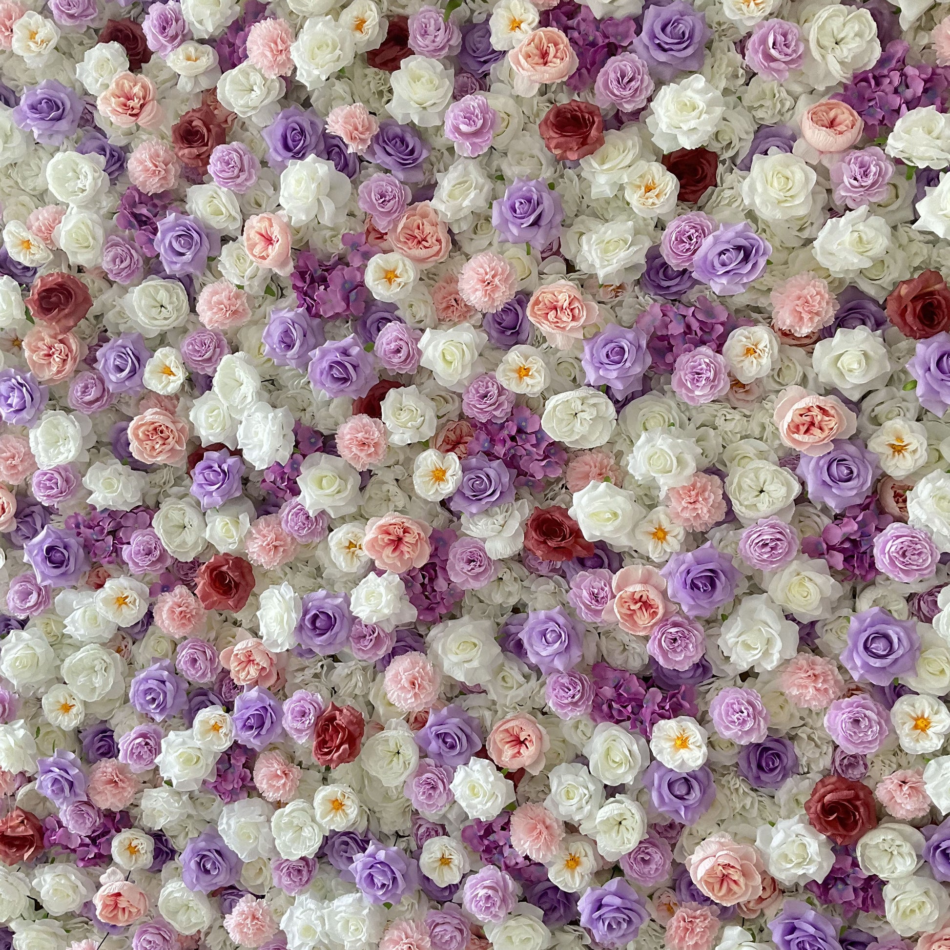ValarFlowers artificial flower wall backdrop with lush pink roses peonies hydrangeas and greenery for wedding event photo booth decoration