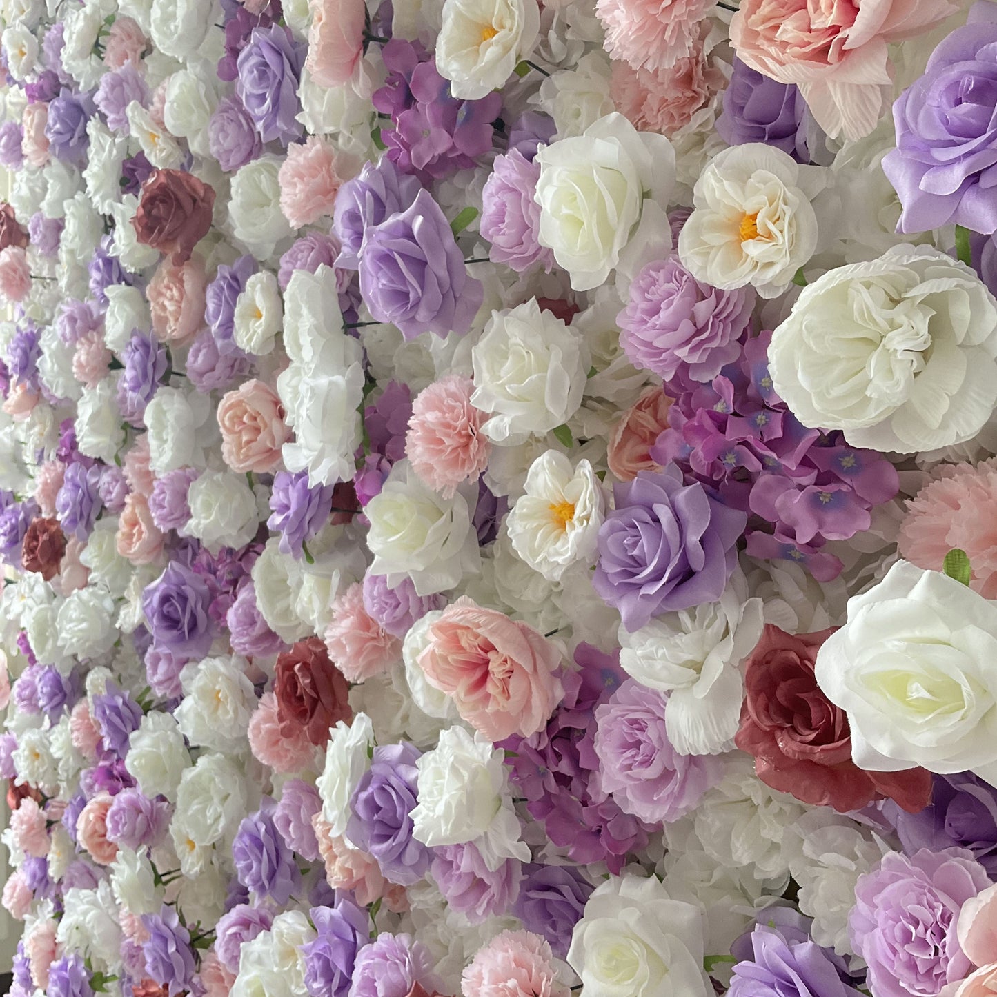 ValarFlowers artificial flower wall with lush roses, peonies, hydrangeas and greenery - elegant wedding backdrop and event decor