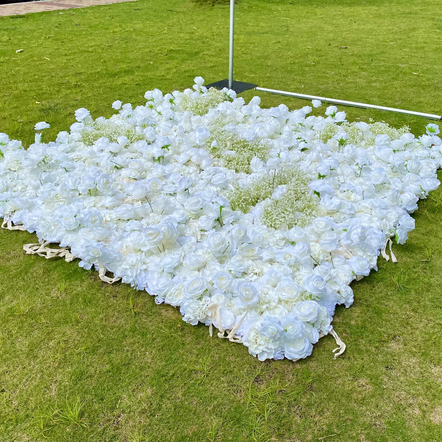 ValarFlowers white green artificial flower wall backdrop with roses peonies hydrangeas and greenery for wedding celebration event decor