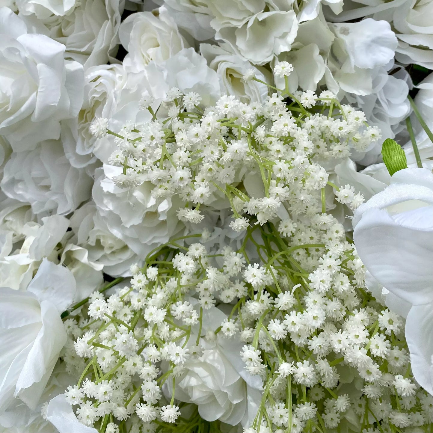 ValarFlowers luxury white green artificial flower wall backdrop with roses peonies hydrangeas for wedding bridal party decor