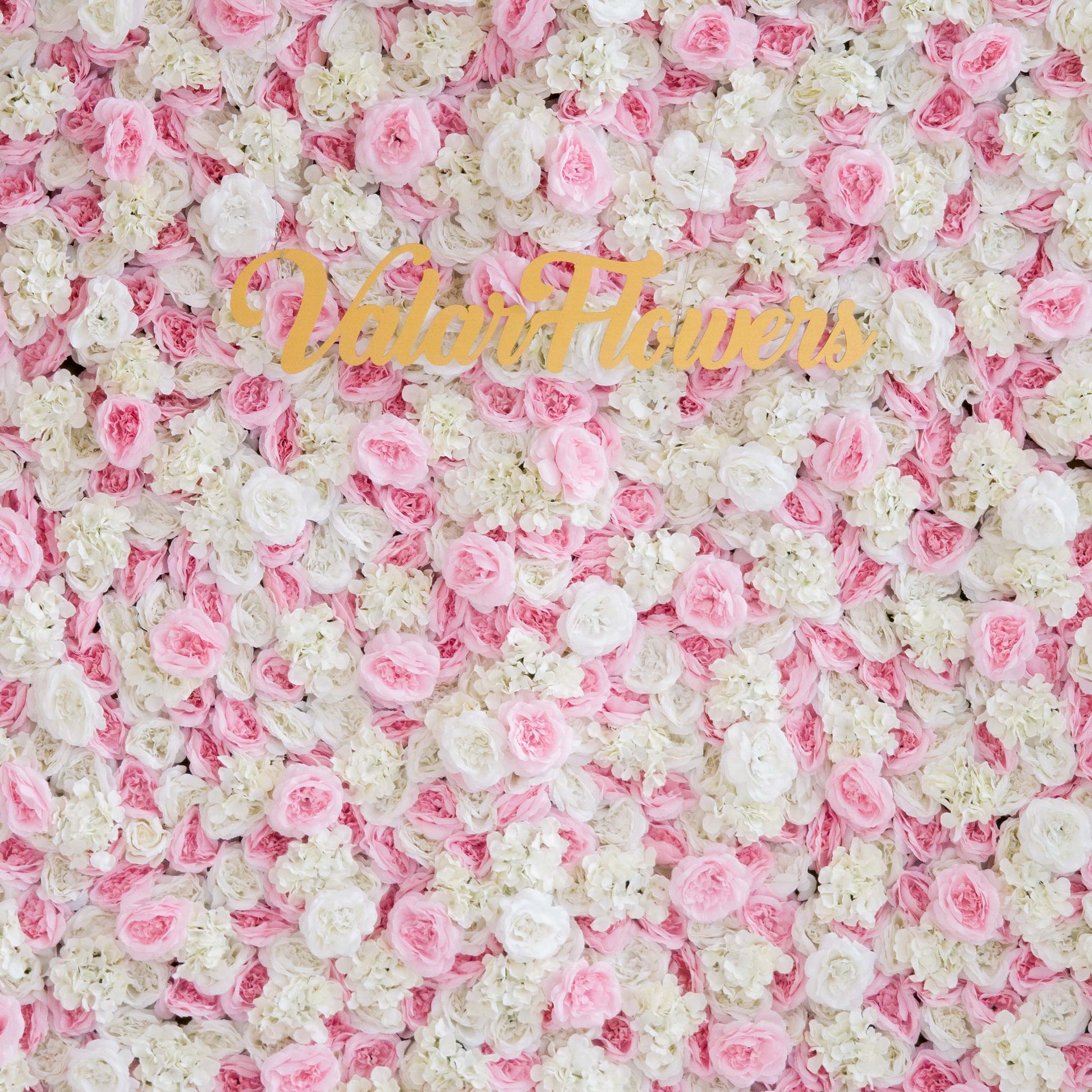 ValarFlowers Pink White Artificial Flower Wall with Roses Peonies Hydrangeas for Wedding Ceremony Bridal Shower Party Decor