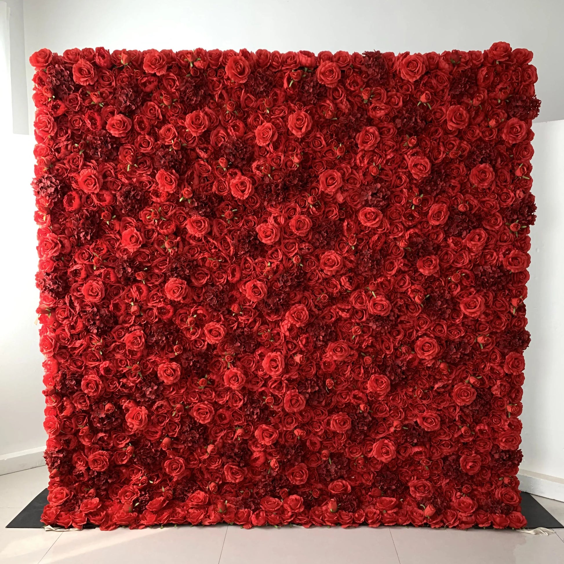 ValarFlowers faux flower wall backdrop with roses peonies hydrangeas in blush pink ivory for wedding ceremony photo booth event decor