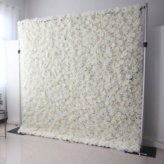 ValarFlowers artificial white roses flower wall backdrop for wedding, party, event photography and photo booth decor