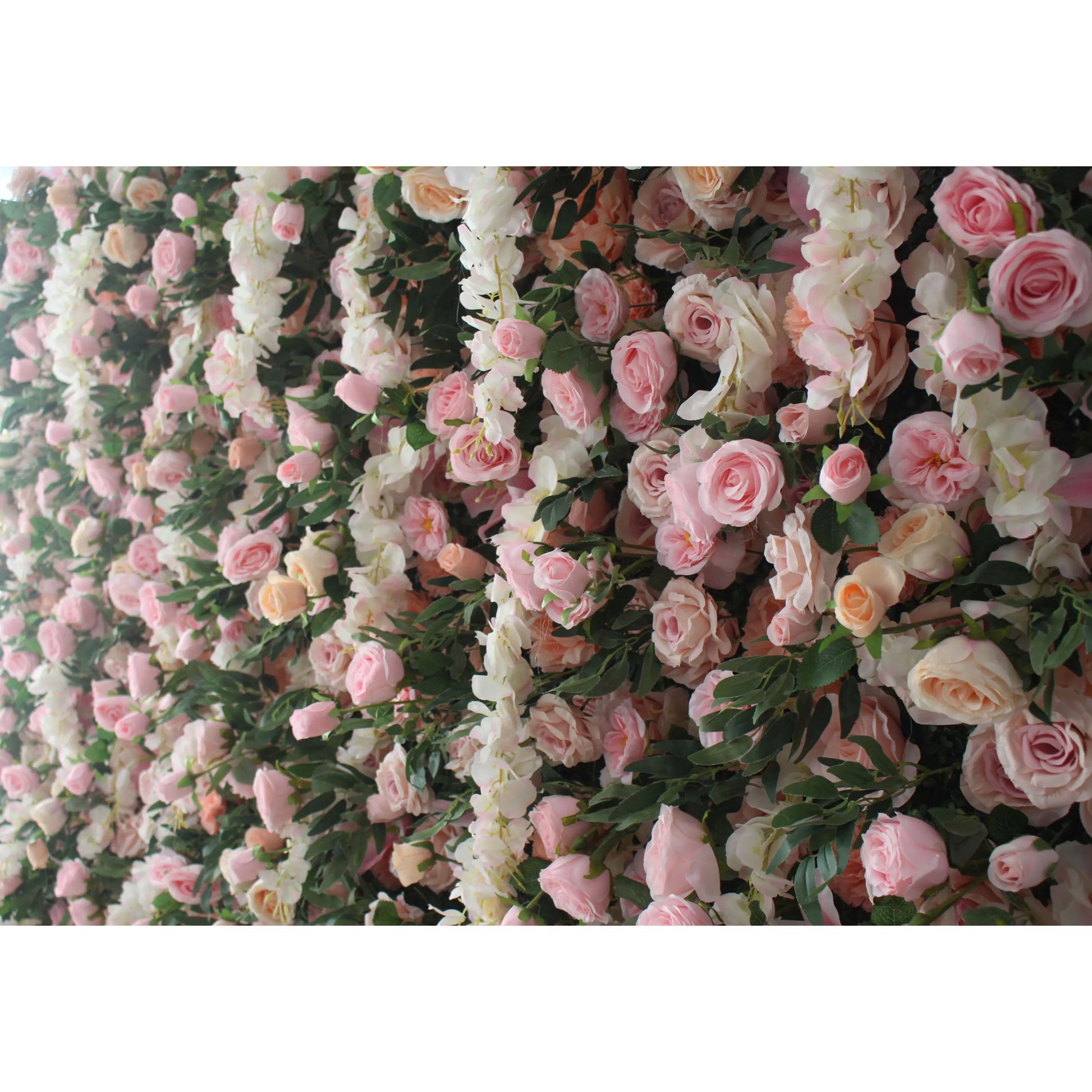 ValarFlowers luxury artificial flower wall backdrop with cascading pink peonies hydrangeas roses greenery for wedding event party photo booth