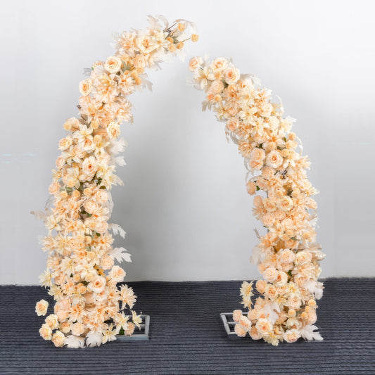 Floral Moon Archway Series - Elegant Cream & Peach and Timeless White Artificial Flower Archways for Weddings & Celebrations