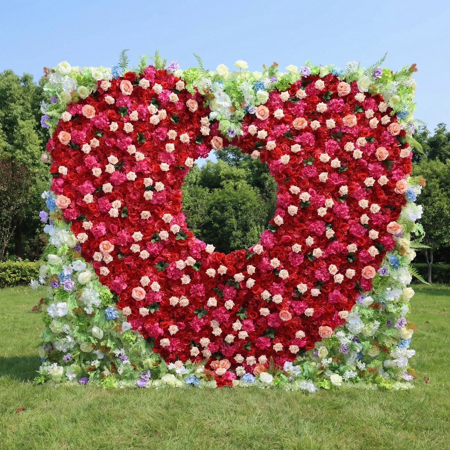 ValarFlowers Heartfelt Multicolor Floral Extravaganza Wall: A Romantic &amp; Vibrant Masterpiece for Unforgettable Celebration-VF-520
