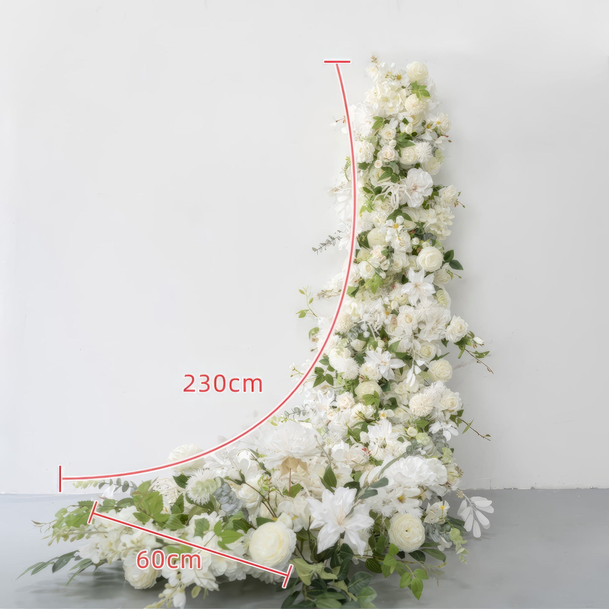 ValarFlowers artificial flower wall arch with lush pink roses, white peonies, hydrangeas and greenery for wedding or party backdrop