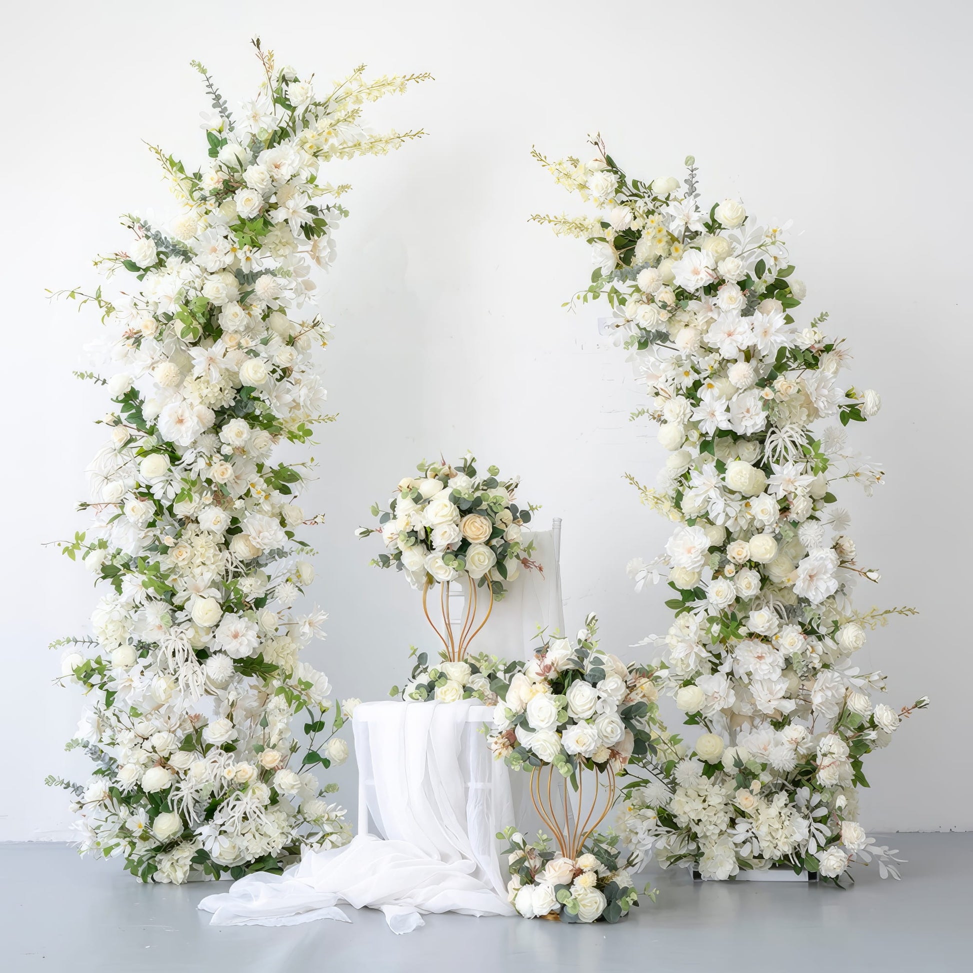 ValarFlowers 6x7ft artificial flower arch with lush roses peonies hydrangeas in pink white blush, elegant wedding ceremony backdrop decor
