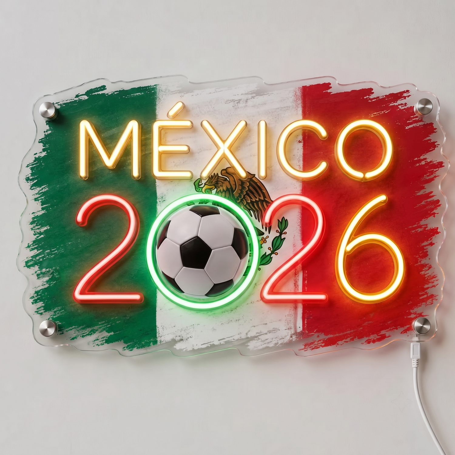 ValarDesigns custom LED neon sign World Cup 2026 soccer fan zone country flag graffiti acrylic backing