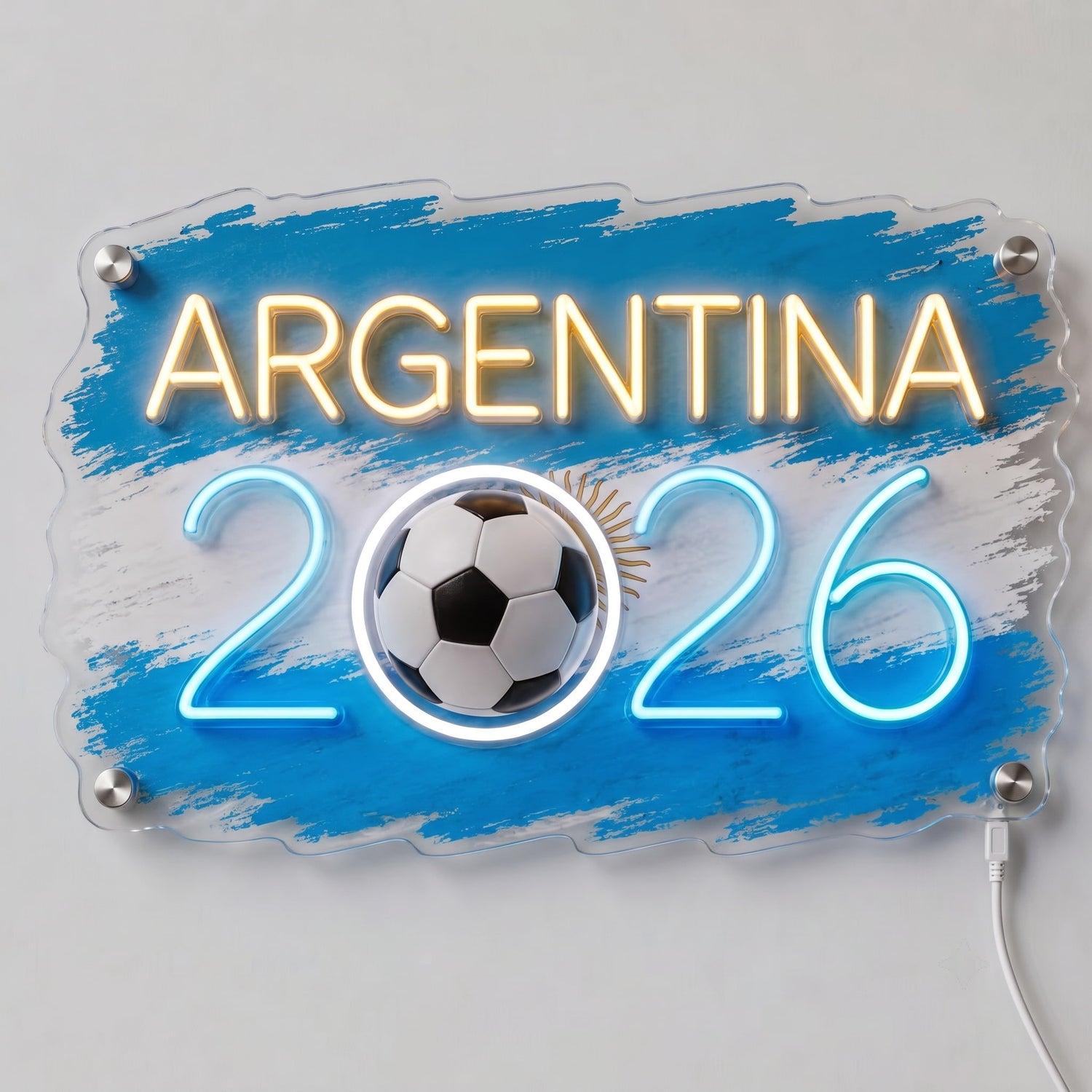ValarDesigns Argentina LED neon sign 2026 country flag graffiti, blue-white neon acrylic