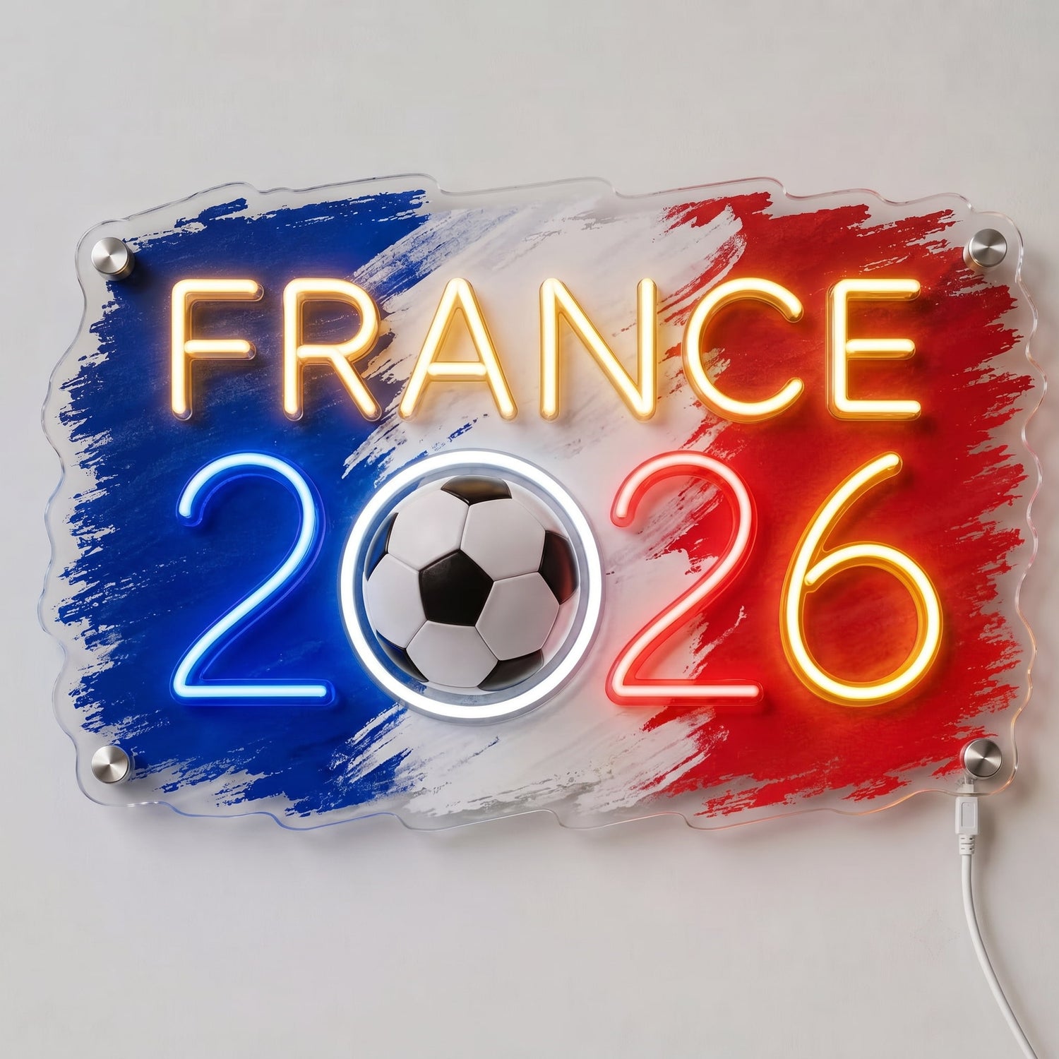 ValarDesigns France LED neon sign 2026 country flag graffiti, blue-red-white neon colors