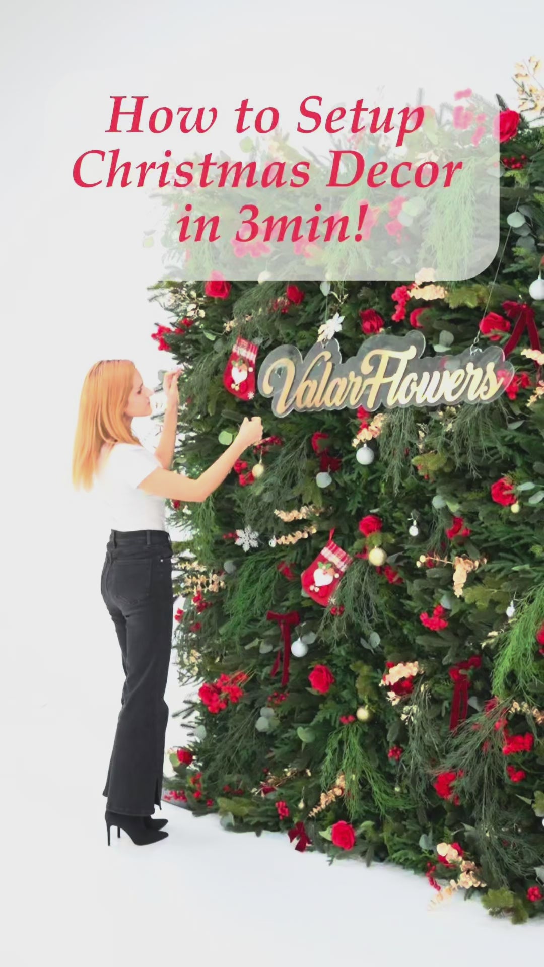 How to setup a Christmas Decor in 3 mins unsing our artificial floral wall.