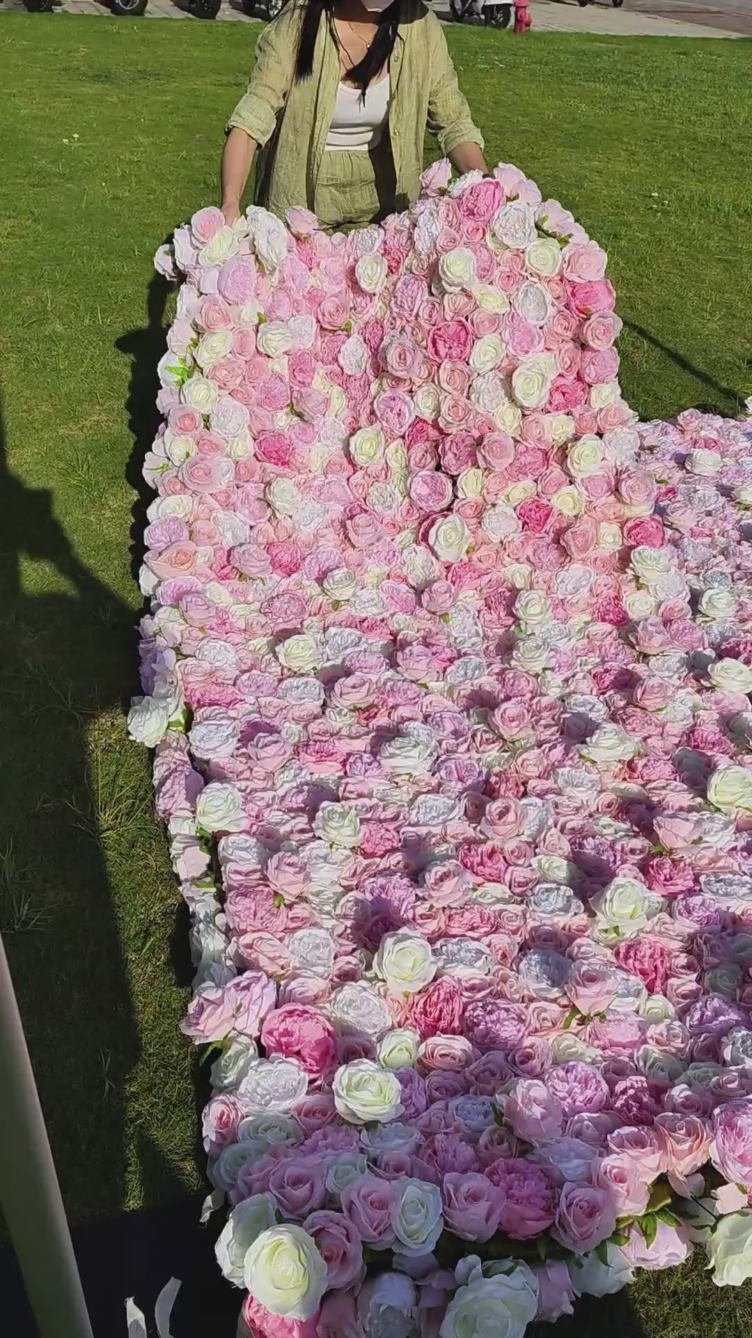 Baby Shower Flower Wall Backdrop Blue & Pink RollUp Fabric Wall G