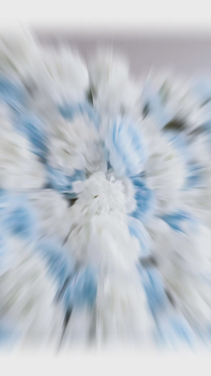 Valar Flowers Roll Up Fabric Artificial Flower Baby Blue and White Wall Wedding Backdrop, Floral Party Decor, Event Photography-VF-025
