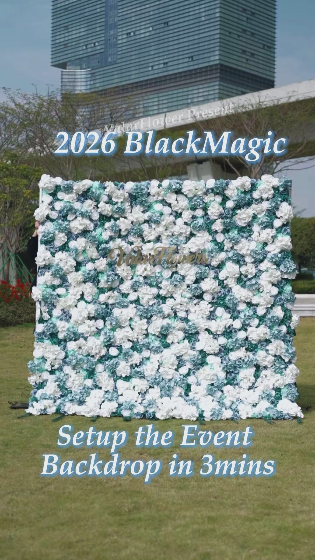 ValarFlowers Blue and White Rose Floral Backdrop: A Serene Elegance for Weddings and Special Occasions And Proposals and Outdoor Events and Photography - VF - 825