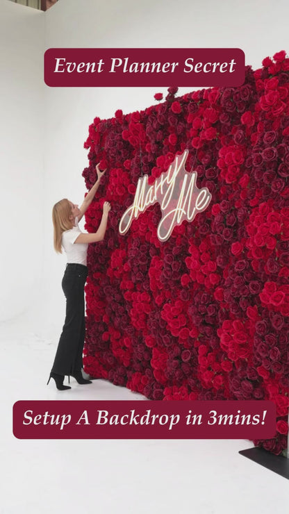 Valar fleurs Roll Up tissu fleur artificielle mur cramoisi couronnement : un tableau royal de Roses rouges rayonnant Romance et révérence-VF-172