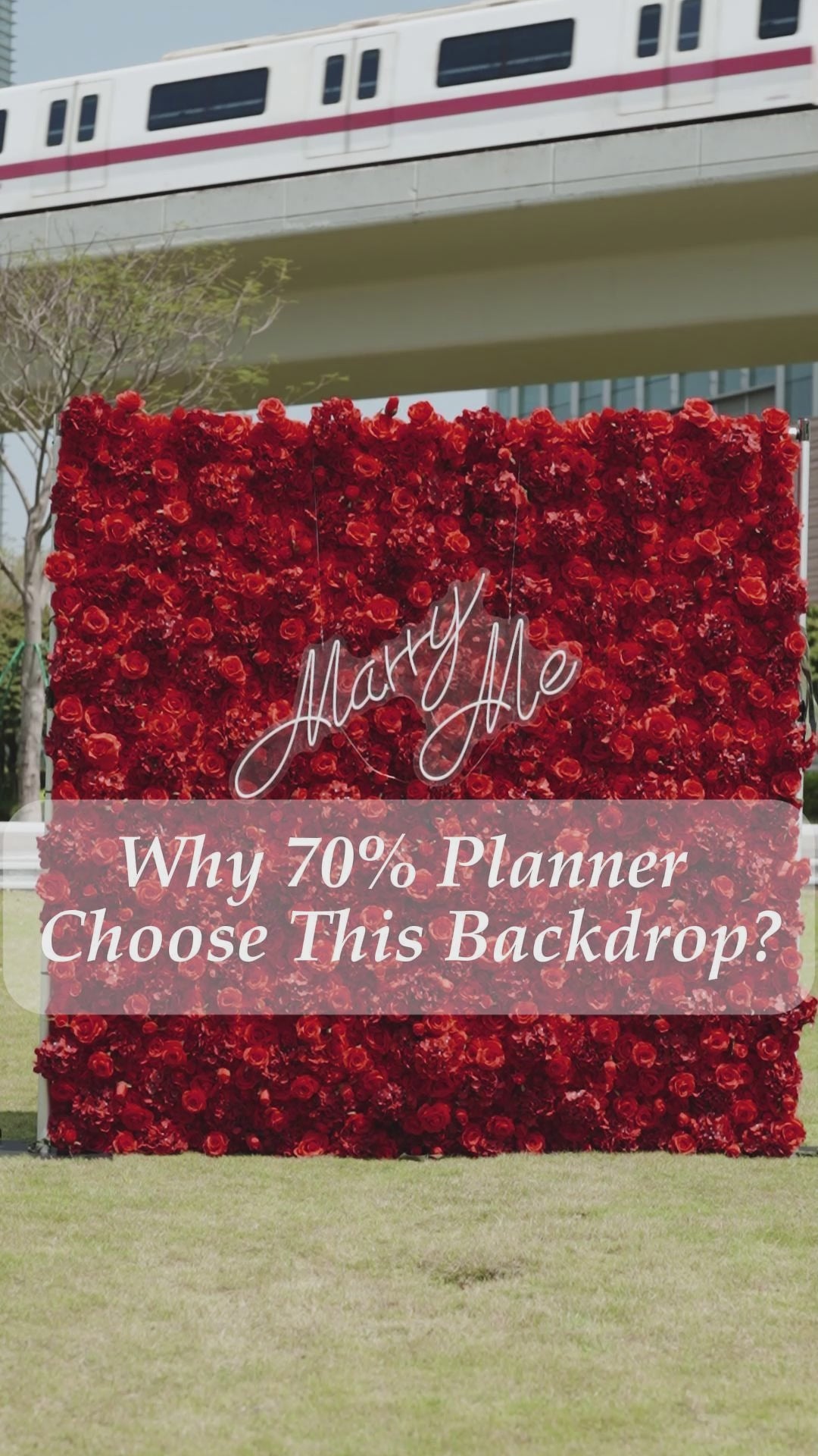 Valar Flowers Presents: Red Blossom Bliss – A Dense Array of Roses in an Artificial Fabric Flower Wall-VF-157-3